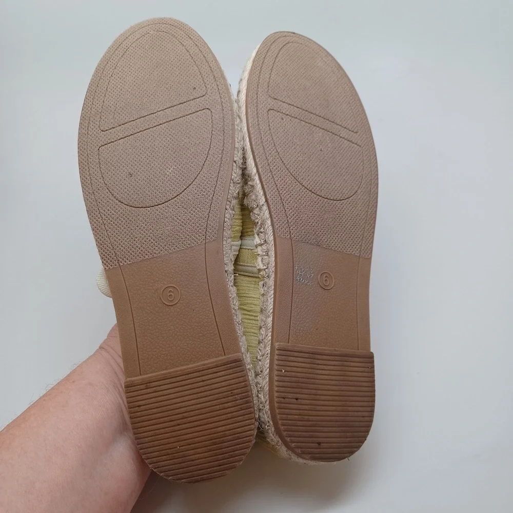 CL by Laundry Yellow Fabric Mary Jane Espadrille Flats EMS-002 Womens 6M